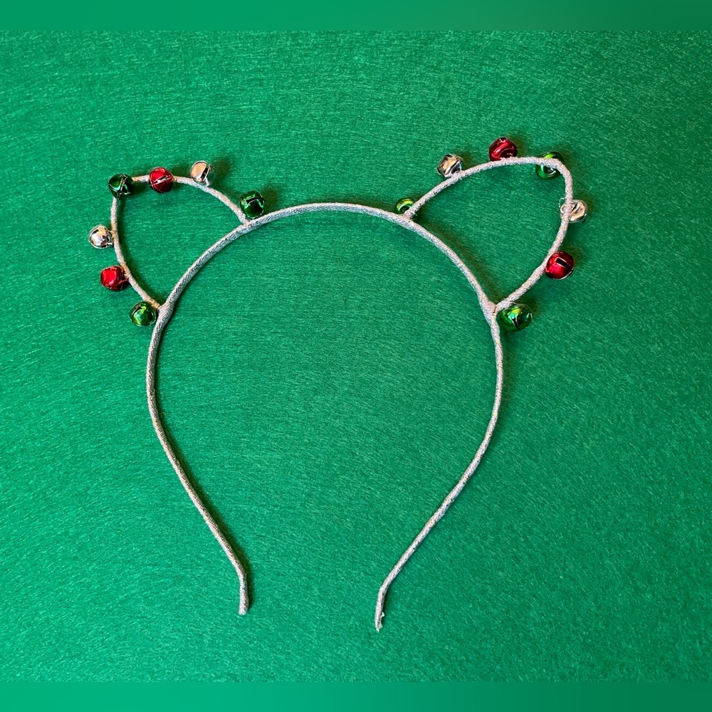 Let it Glow Silver Glittery Cat Ears for Christmas